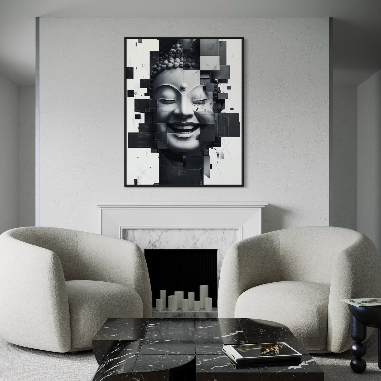 Fragmented Buddha Canvas Print 80x60cm