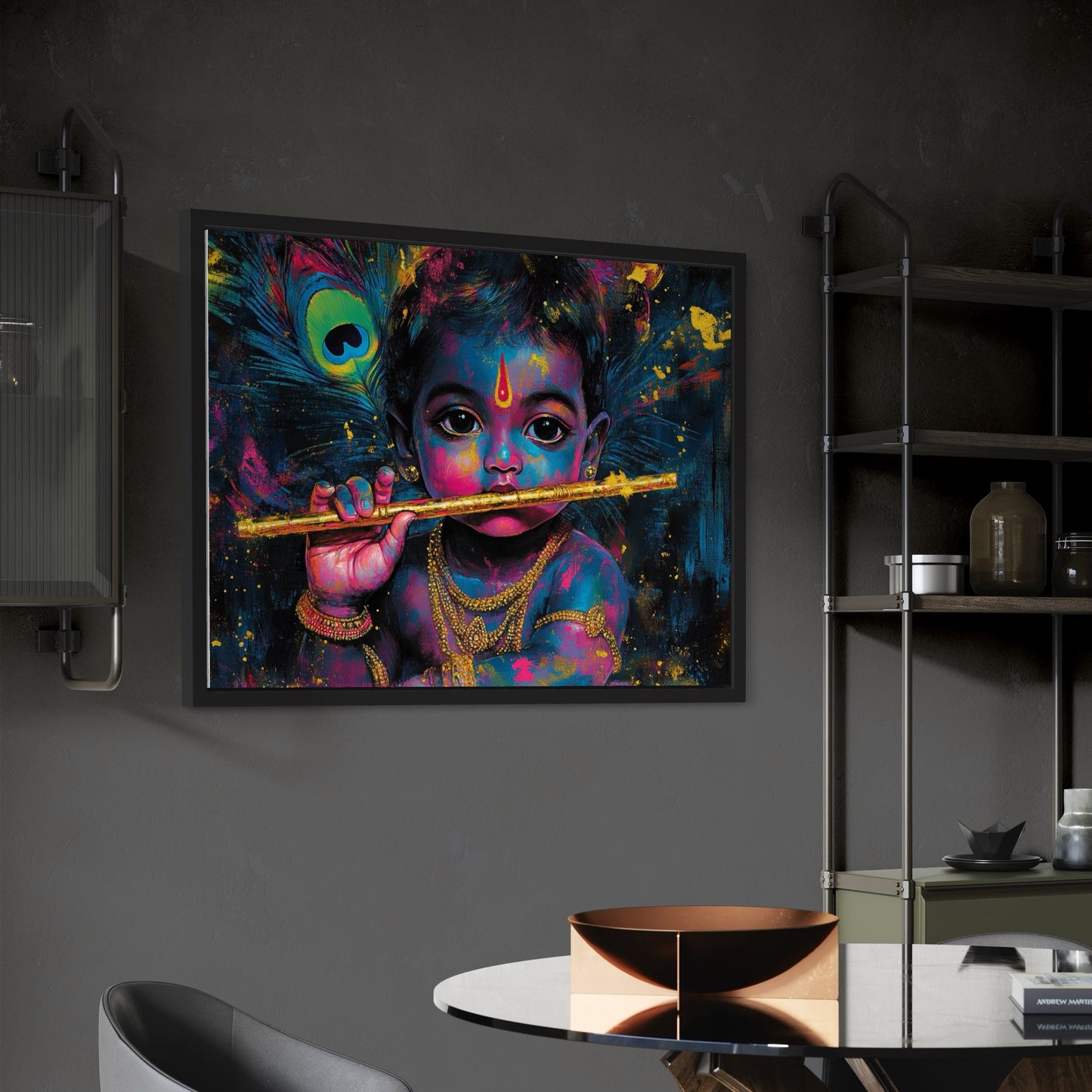Baby Krishna Flute A3 Poster Print