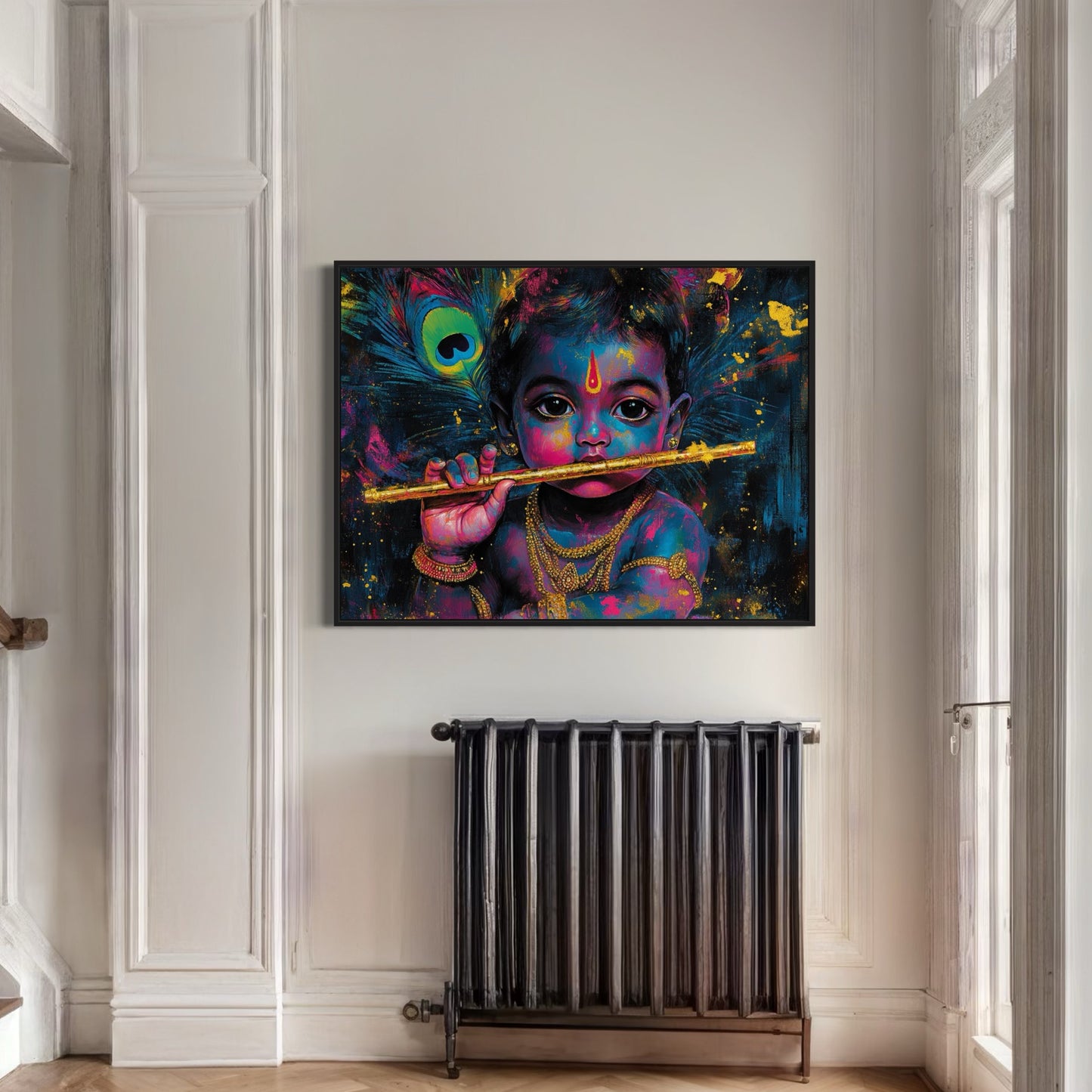 Baby Krishna Flute A3 Poster Print