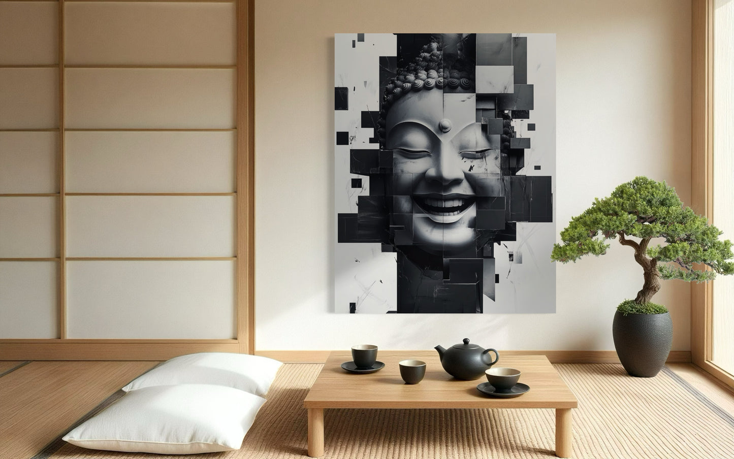 Fragmented Buddha Canvas Print 80x60cm