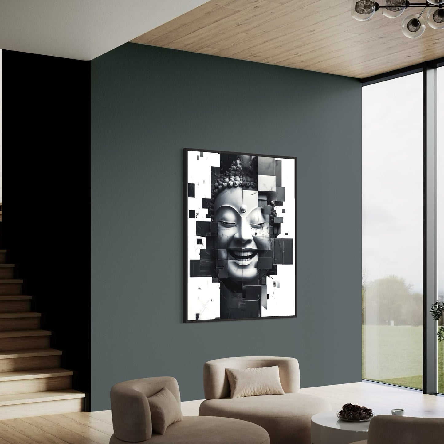 Fragmented Buddha Canvas Print 80x60cm