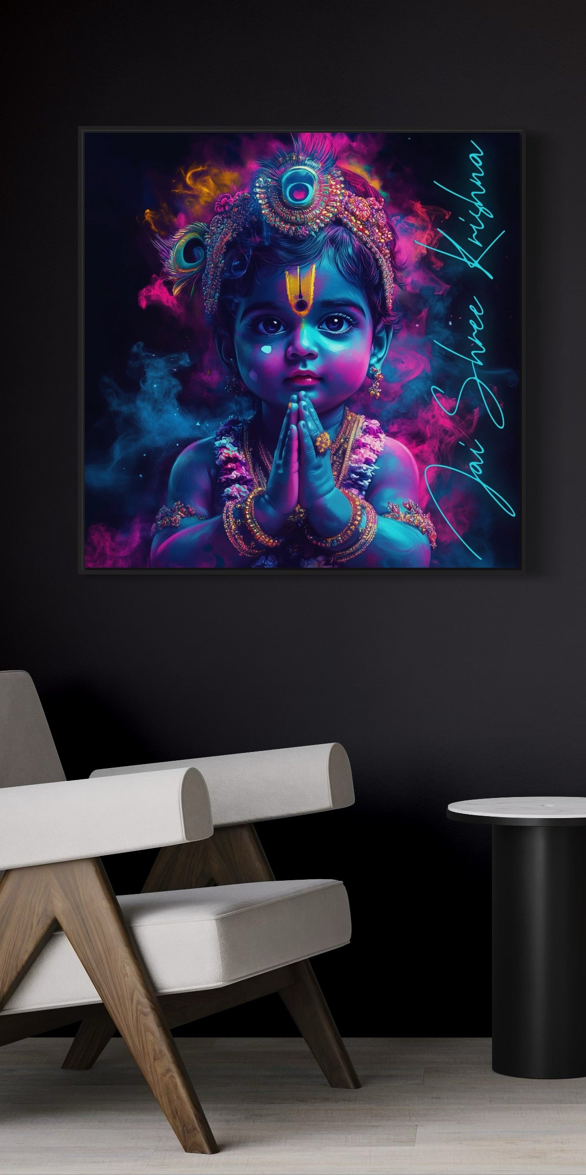 Neon Glow Jai Shree Krishna