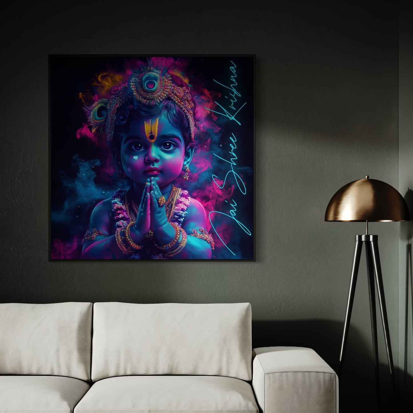 Neon Glow Jai Shree Krishna