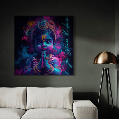 Neon Glow Jai Shree Krishna