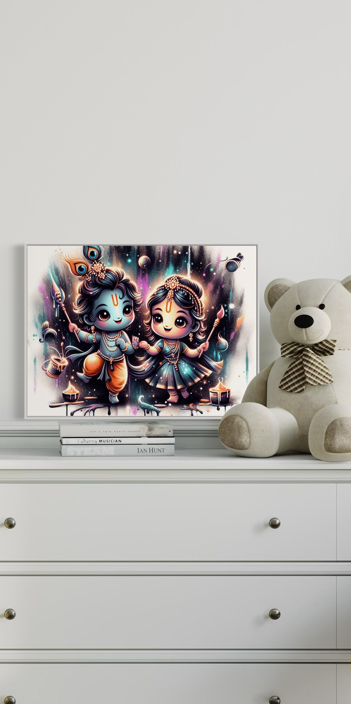 Radha Krishna Paint Splash - Kids Kanvas