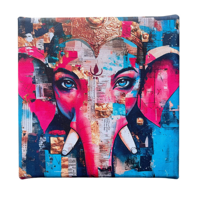 Canvas print of a colorful Ganesh with artistic design