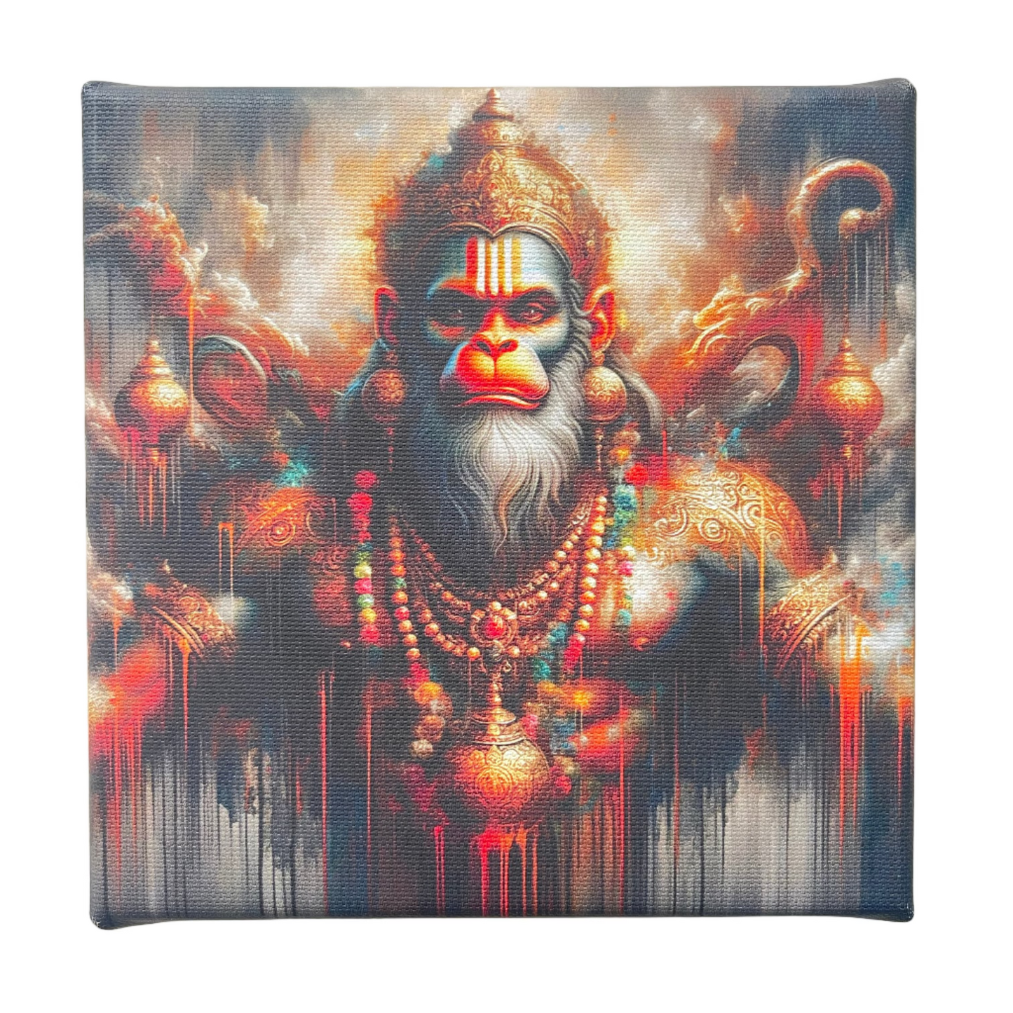 Canvas print with a colorful depiction of lord hanuman on a white background