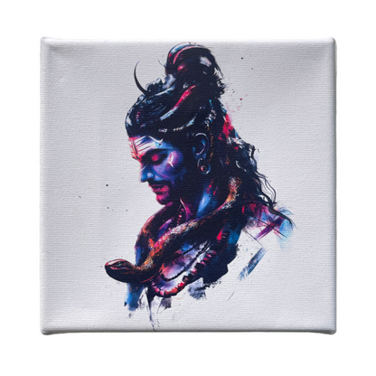 Canvas print of an abstract artistic depiction of lord shiva on a white background