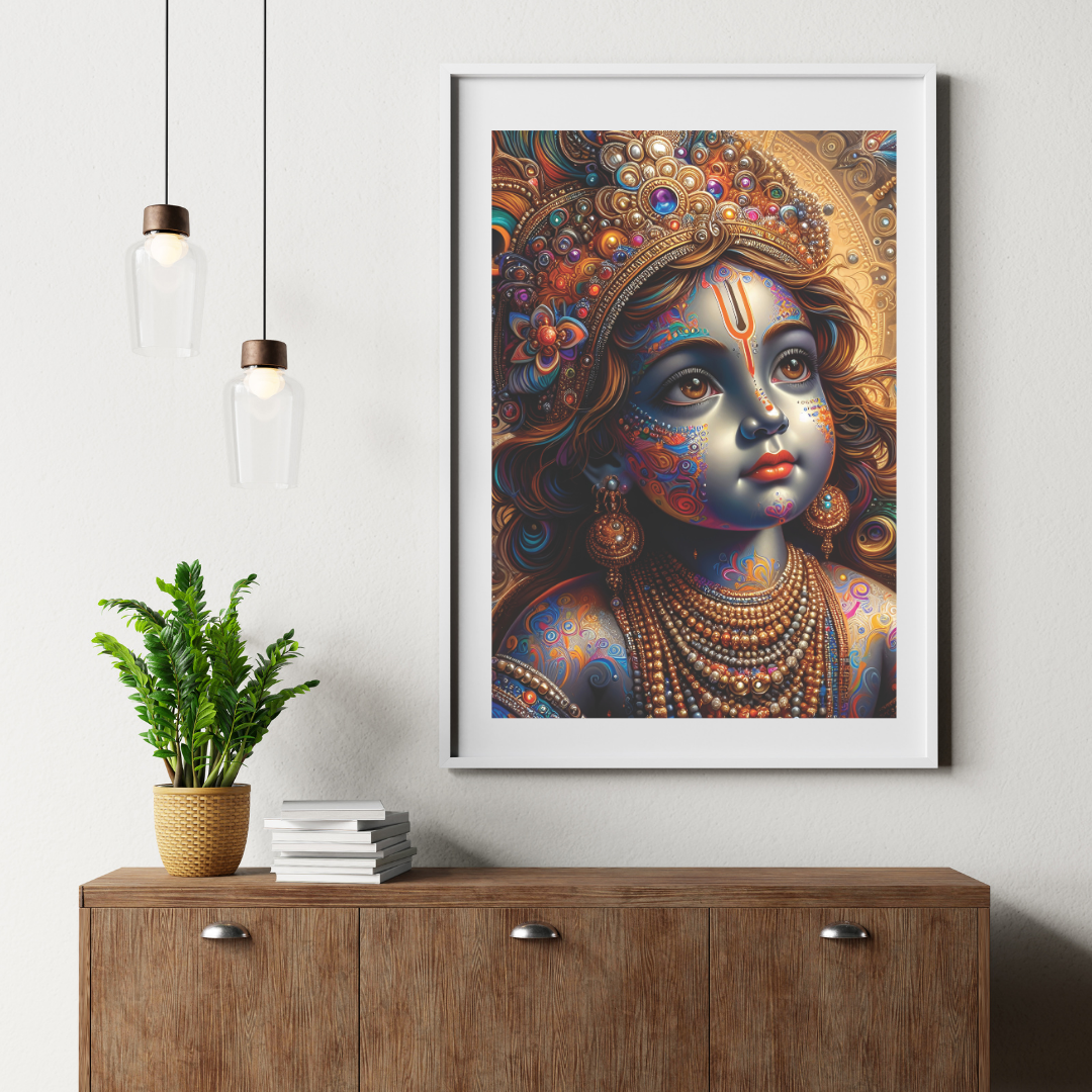 Baby Krishna Art Print A3