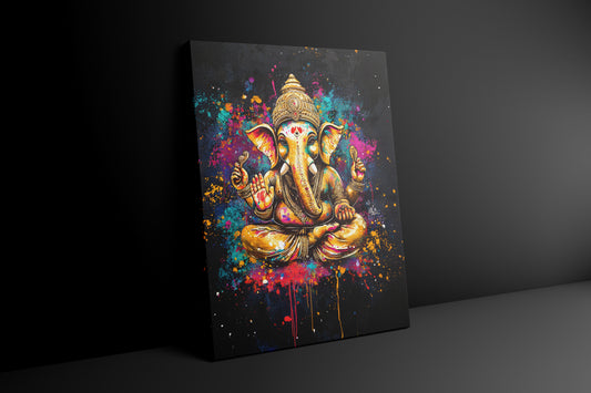 Radiant Blessings : Ganesh Paint Splatter Wall Art